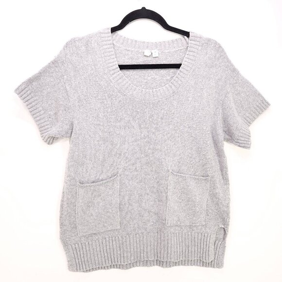 Moth Anthropologie Wool Cashmere Sweater Top Size XXS Oversized Gray Pockets - Picture 2 of 12